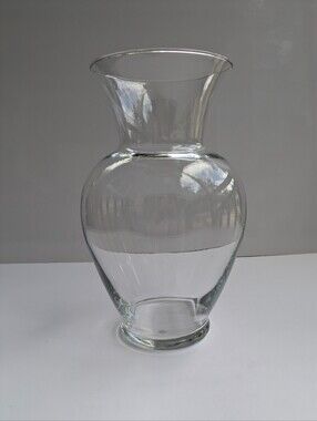 Large Clear Glass Flower Vase Ginger Jar Shape Flared Top 8 3/4" Tall Floral